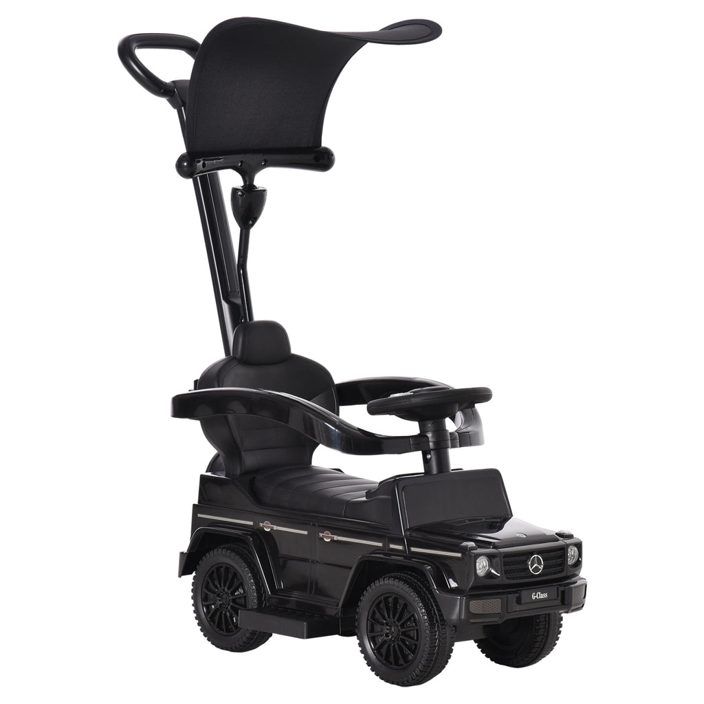 HOMCOM Kinderauto Kinder Multi-Ausgestattet 12-36 Monate Hupe Trittbrett, Sicherheitsbügel und Sonnenschirm Schwarz