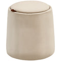 HOMCOM 2-in-1 Hocker in Samtoptik inklusive Stauraum und abnehmbaren Deckel Φ44 cm x 47,5 cm Beige
