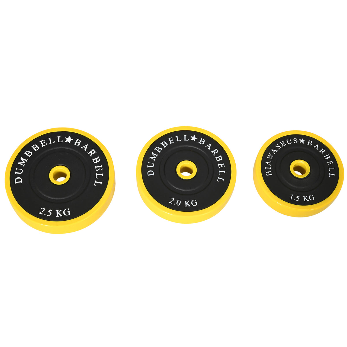 HOMCOM 25 kg Hantel & Langhantel,Einstellbare ergonomische 3-in-1 Hantelset,12 × Platten,2 × Kurze Stöcke,1 × Langer Stock,Gelb+Schwarz