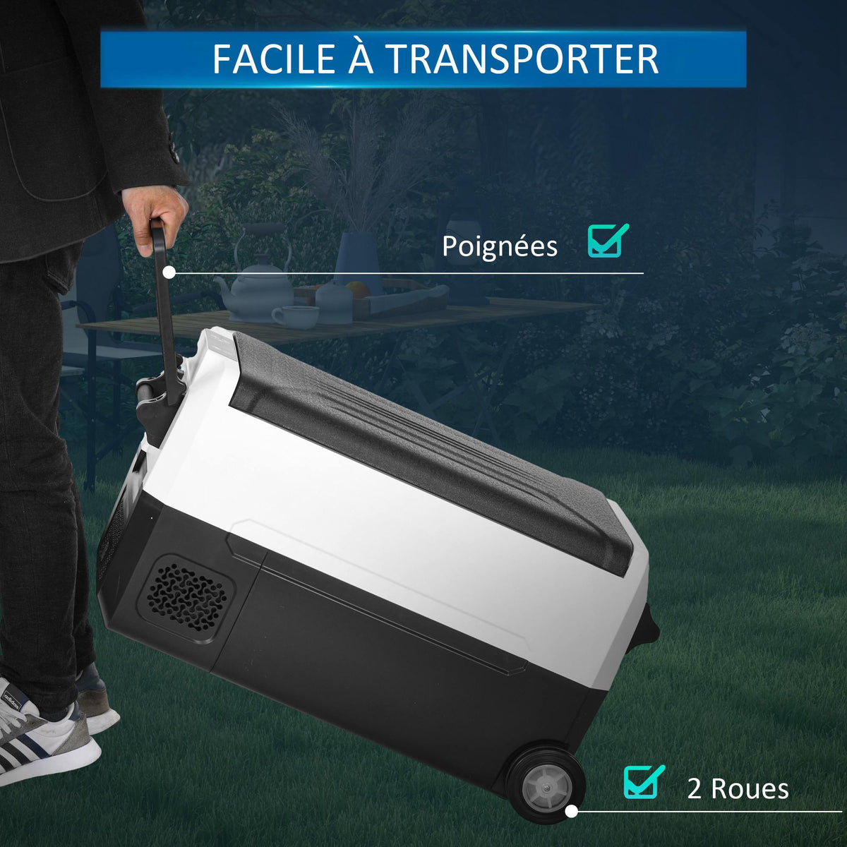 HOMCOM Tragbare elektrische Auto-Kühlbox mit 2 Fächern - 30,5 L Kapazität, LED-Licht, bis zu -20°C