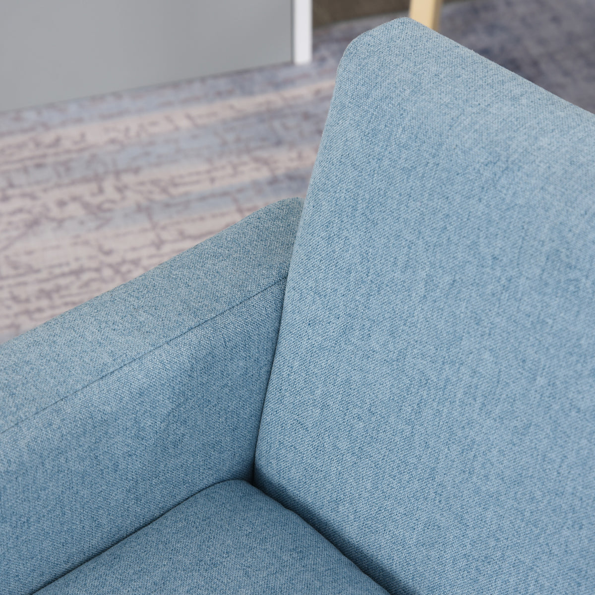 HOMCOM Kindersessel Kindersofa mit dickem Schaumstoff und dicken Sitzkissen Kindercouch Stuhl Liegesofa mit Anti-Rutsch-Füßen für 3-5 Jahre Kinder Holz Leinen Schaumstoff Blau 49x45x44,5 cm