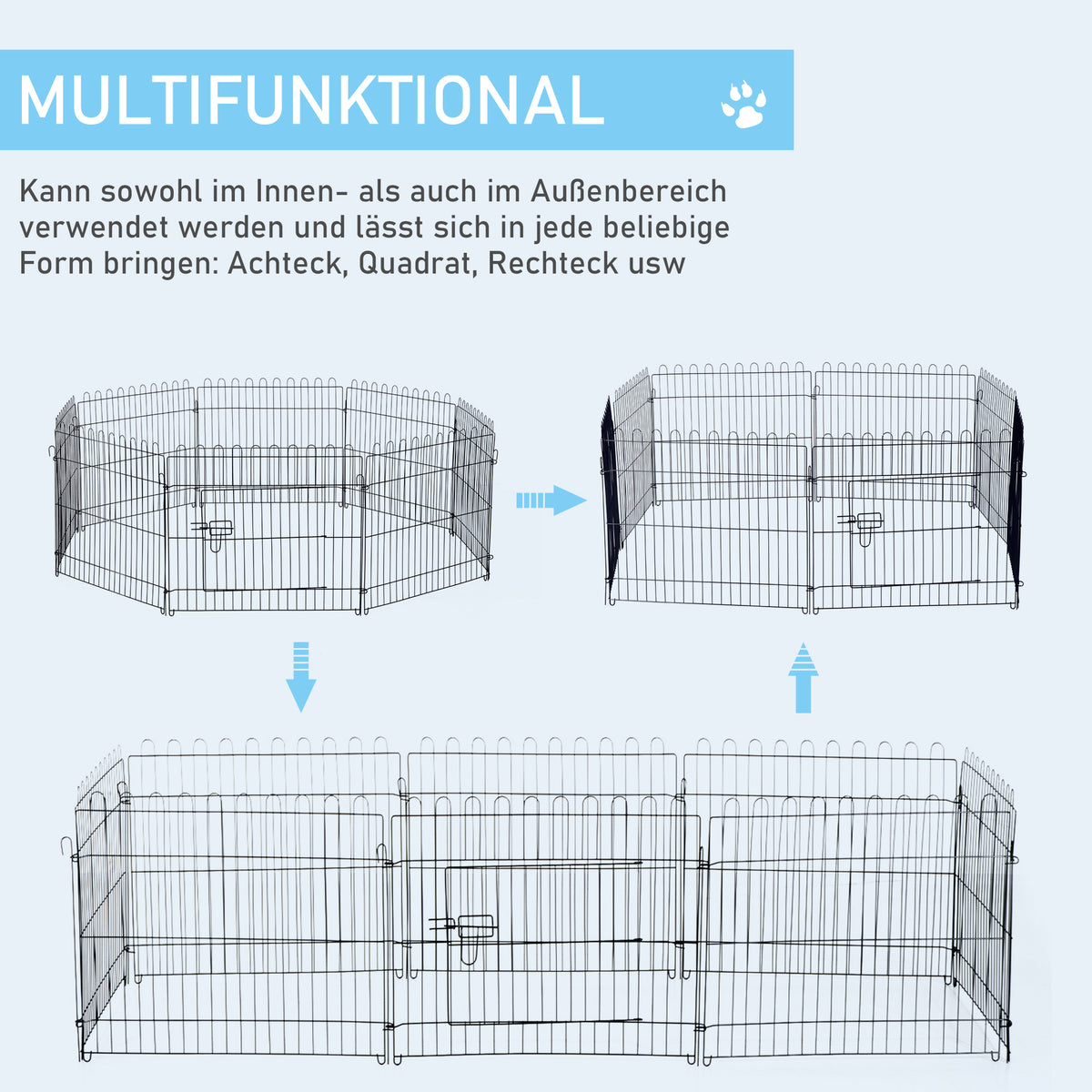 PawHut Welpenauslauf Welpenzaun Laufstall Freilaufgehege Welpengitter 5 Maßen (Maße: 71x61cm)