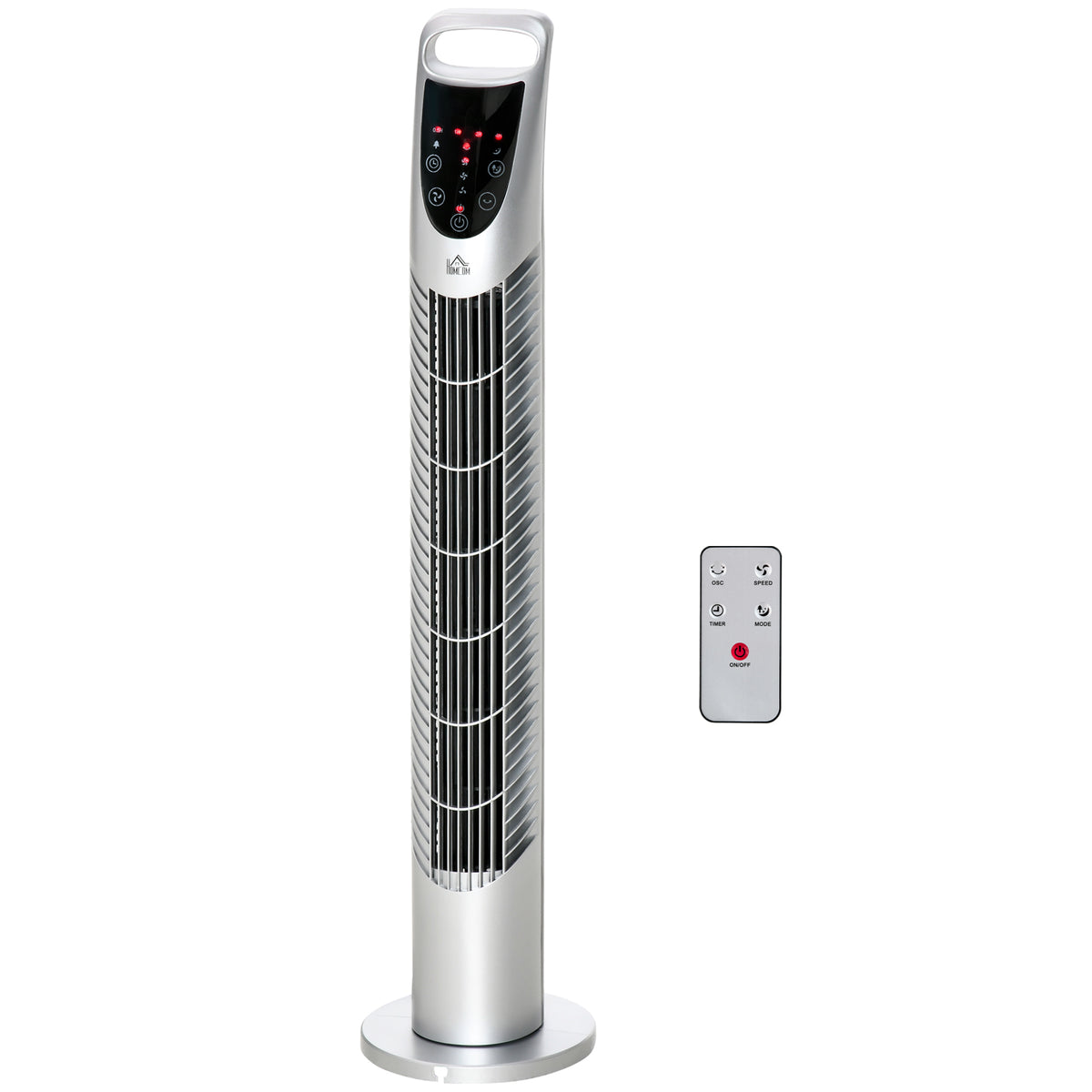 HOMCOM Leiser Säulenturmventilator 40W Timer 3 Geschwindigkeiten 3 Modi Fernbedienung Touch-Panel Oszillierender Turmventilator