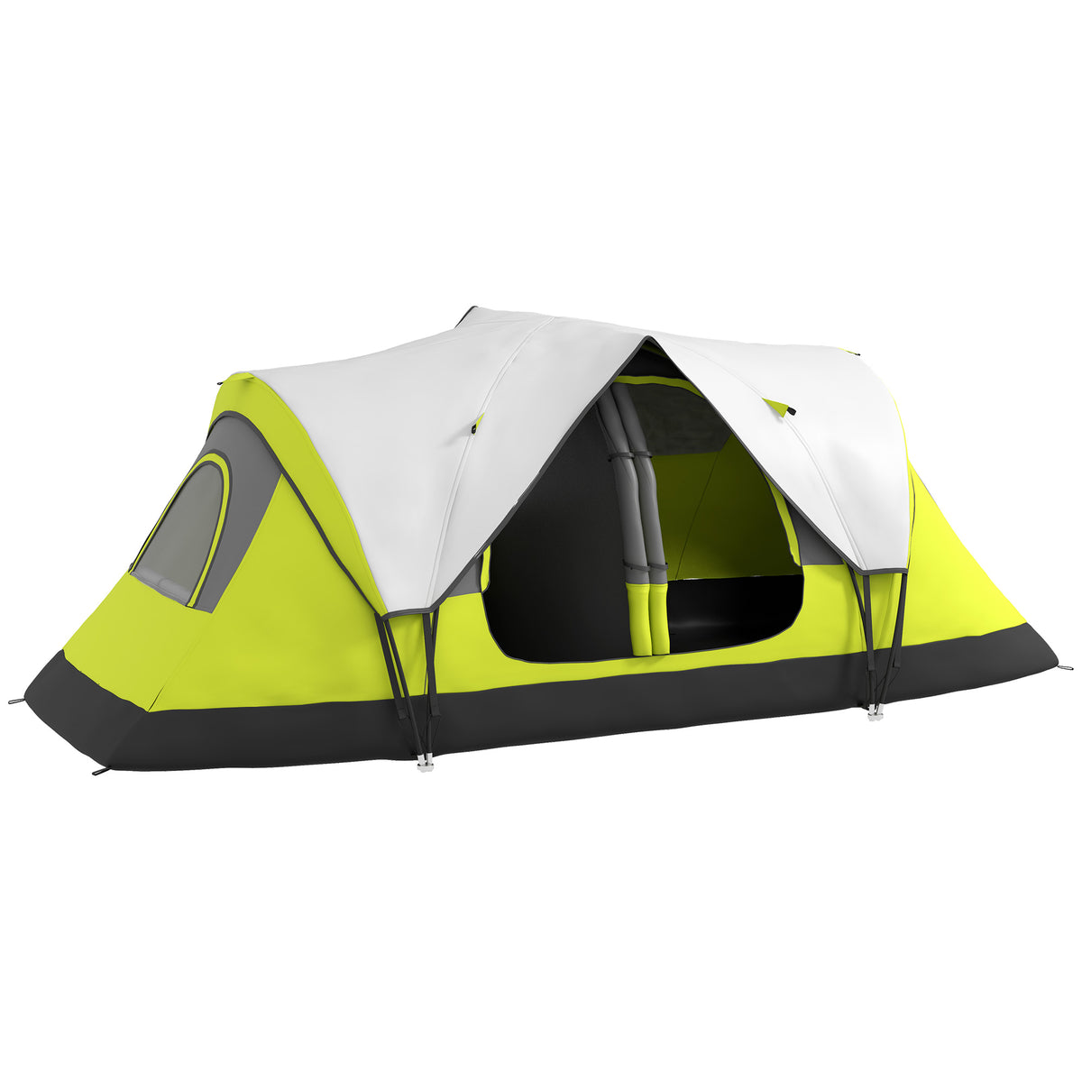 Outsunny Campingzelt, 2 Räume, Trennwand, für 6-8 Personen, Regenschutz, Dunkelgrün