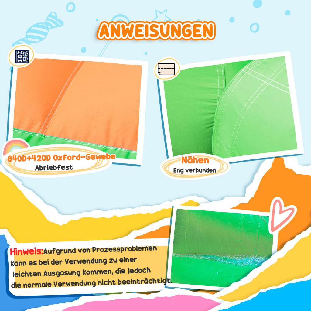 Outsunny Aufblasbare Hüpfburg mit Rutsche, Hüpfecke, 2 Wasserbecken, Boxsack, 478 x 440 x 210cm