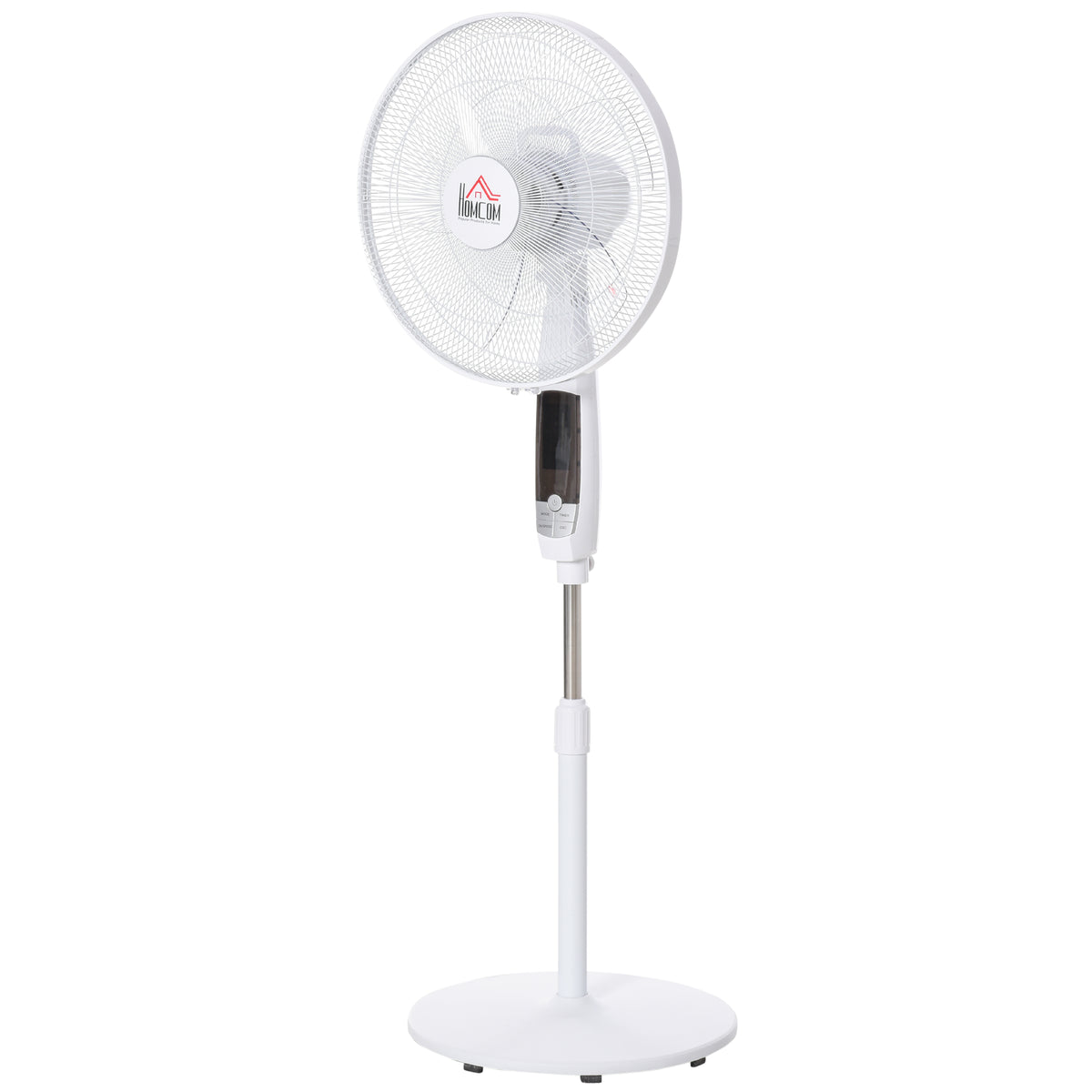 HOMCOM Standventilator, 3 Geschwindigkeiten, 3 Modi, Timer, Fernbedienung, 45 x 42 x 118-138 cm, Weiß