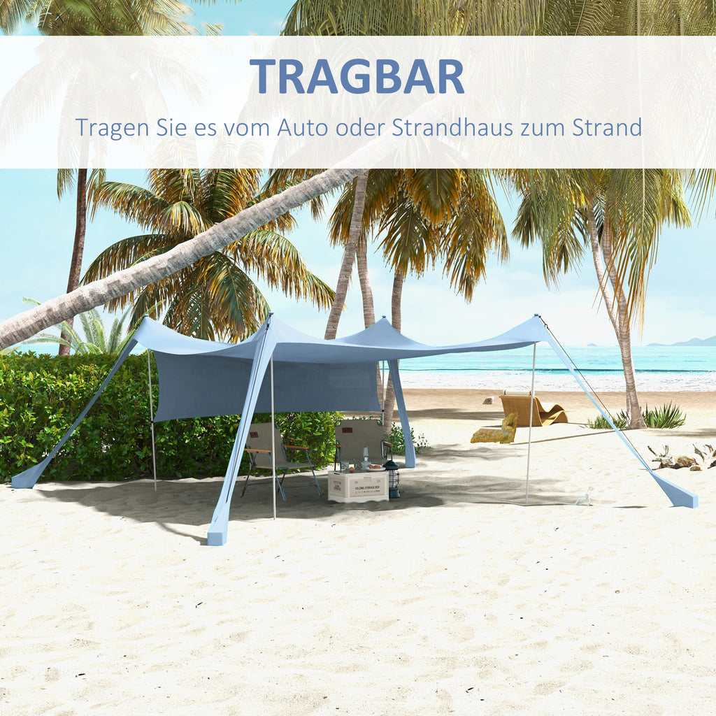 Outsunny Sonnensegel, wasserdicht, anpassbar, leicht, faltbar, Stahltützen, 3x3x2m, Blau