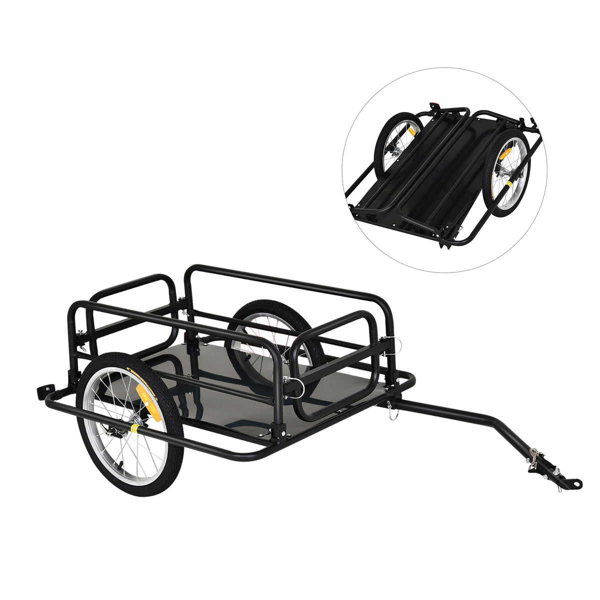 HOMCOM Fahrradanhänger Lastenanhänger für Fahrrad 40 kg Belastbarkeit Transportanhänger Handwagen Kupplung Stahl Schwarz 139 x 71,5 x 49 cm