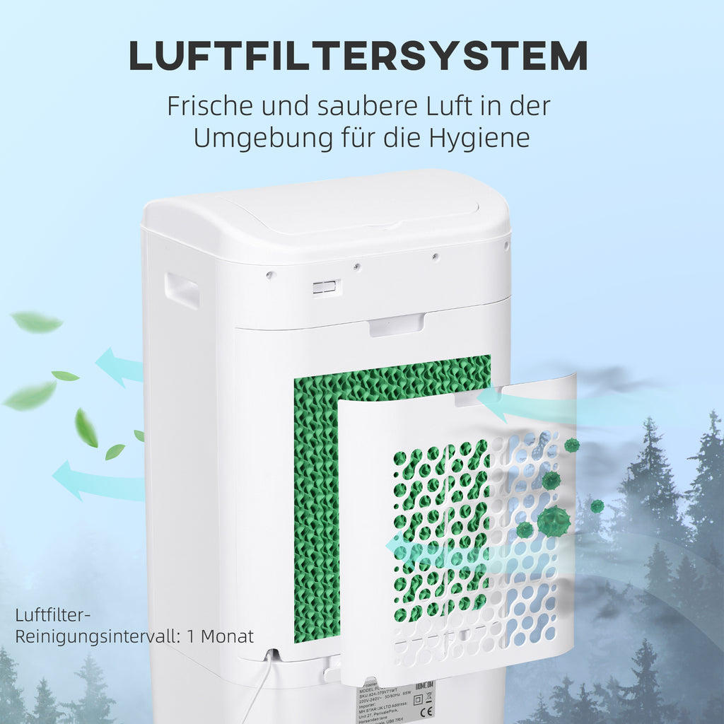 HOMCOM Luftkühler, Klimaanlage, 3 Modi, 7,5 Stunden-Timer, rollbar, Kunststoff, Weiß