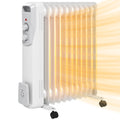 HOMCOM Ölradiator 2500W, leiser elektrischer Heizkörper, 3 einstellbare Wärmestufen, Rollen, weiß