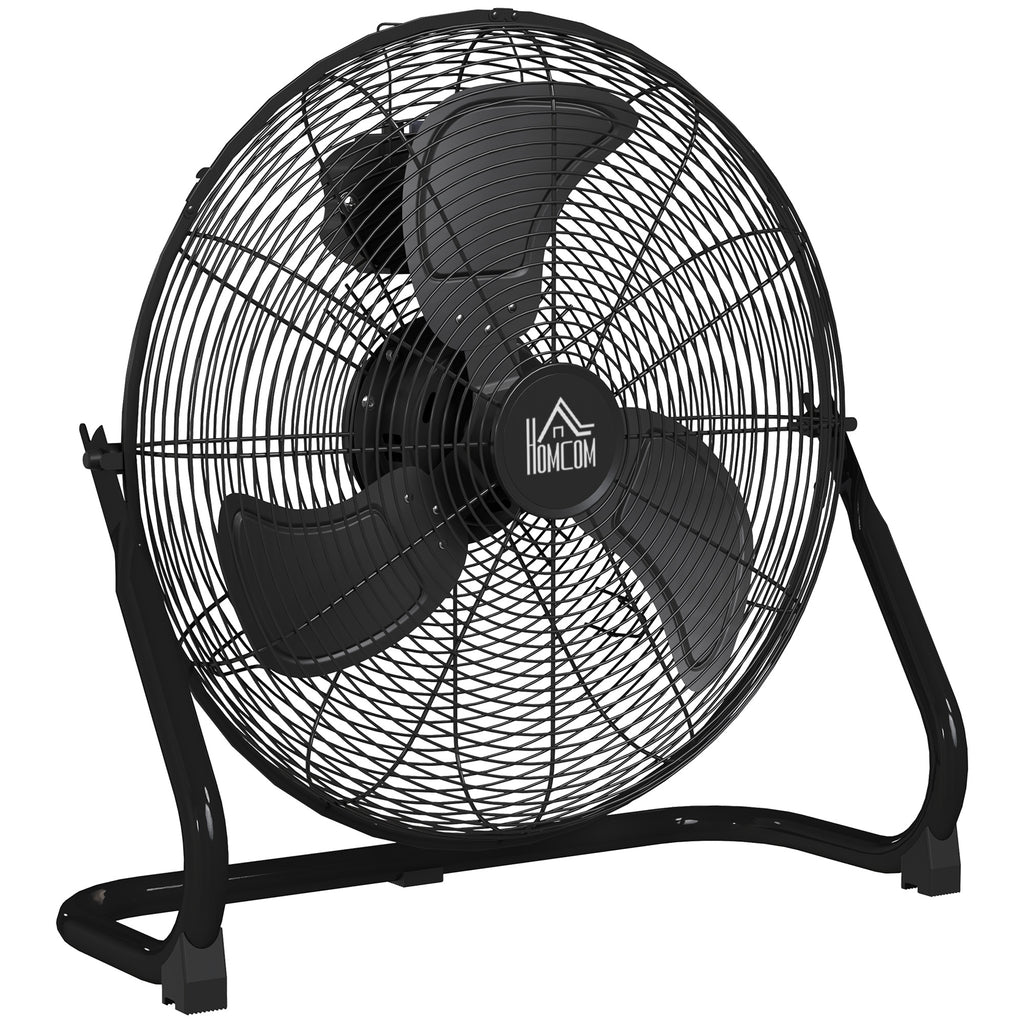 HOMCOM Tragbarer elektrischer Tischventilator mit 3 Geschwindigkeiten und einstellbarer Neigung von 120° leistungsstarker Luftstrom Schwarz