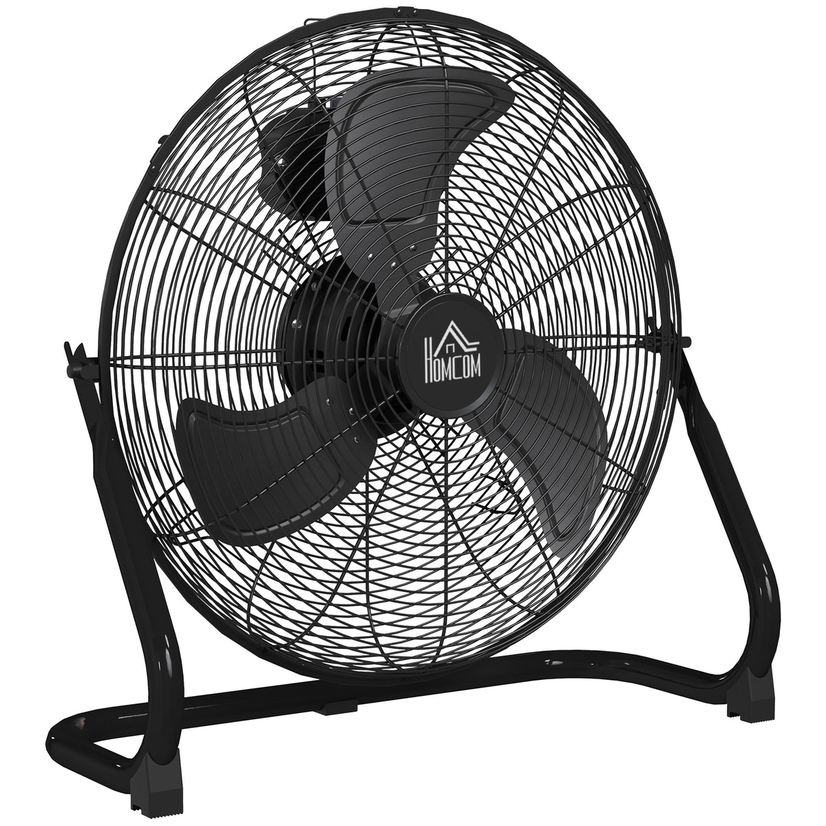 HOMCOM Tragbarer elektrischer Tischventilator mit 3 Geschwindigkeiten und einstellbarer Neigung von 120° leistungsstarker Luftstrom Schwarz