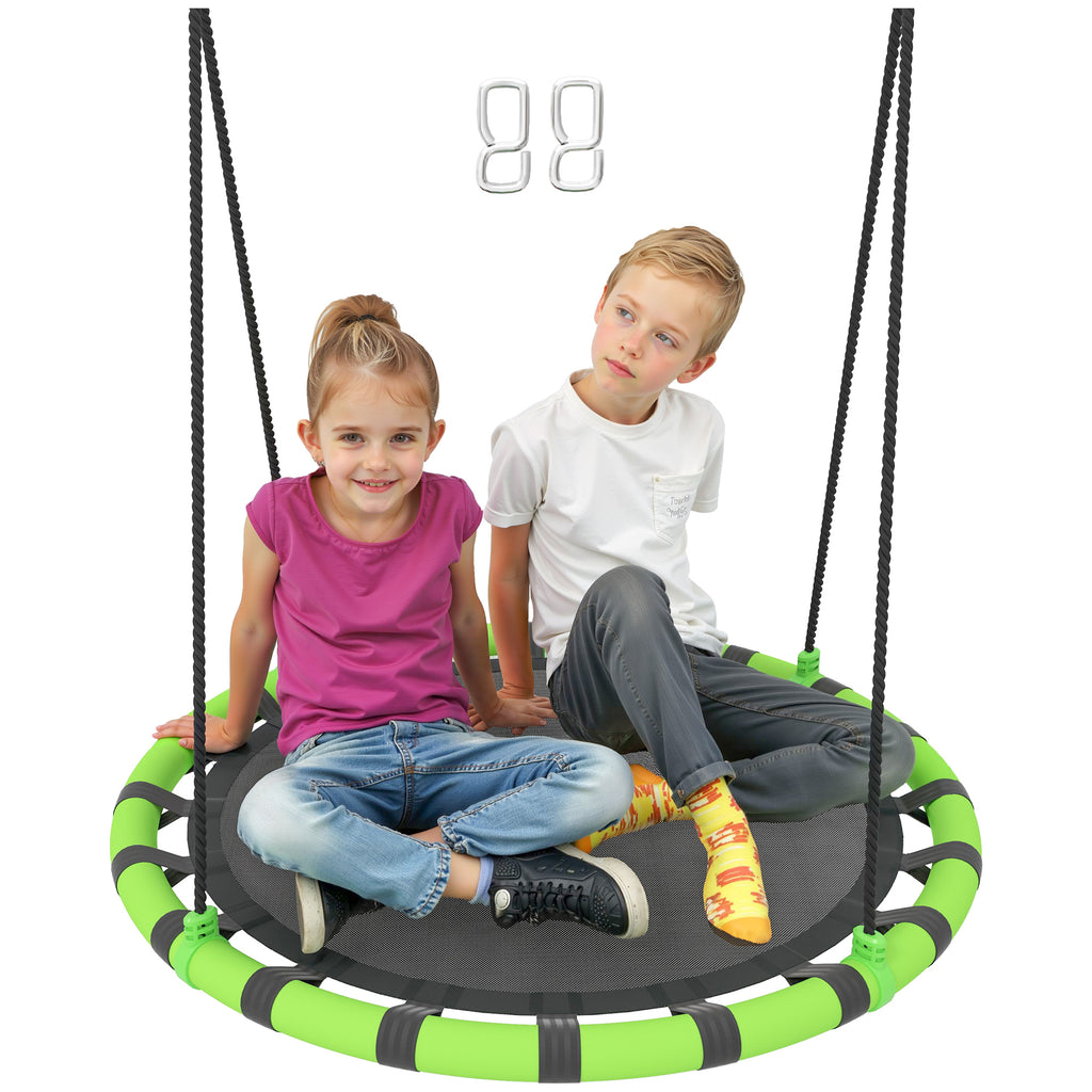 AIYAPLAY Kinderschaukel, 150 kg belastbar, Ø100 x 180H cm, Metall, Schaumstoff, Schwarz