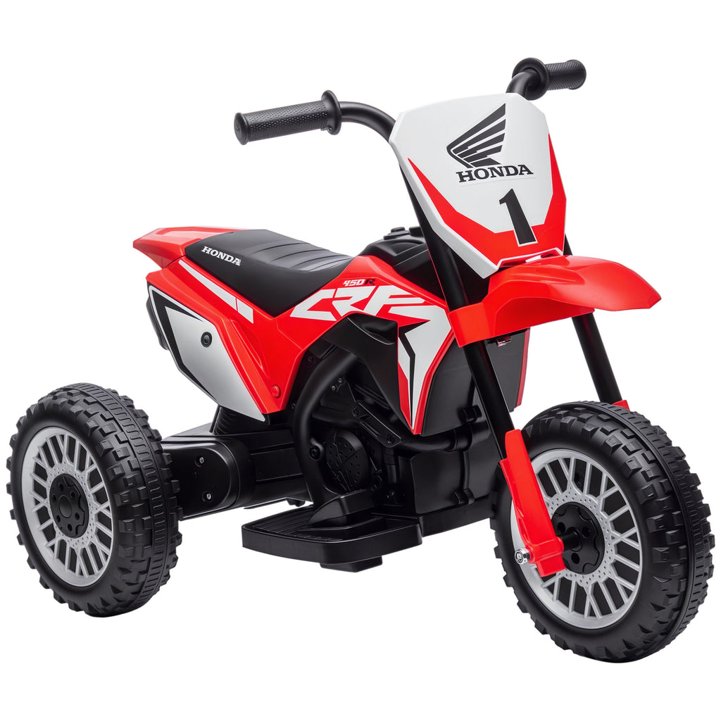 HOMCOM Elektro Kindermotorrad Honda, 3 km/h, Soundeffekte, für 18-36 Monate, Rot