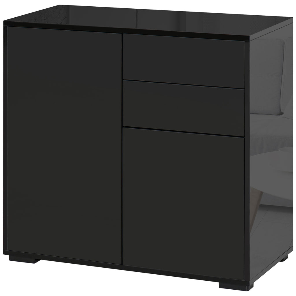HOMCOM Aufbewahrungsschrank mit 2 Schubladen, 2 Türen, mit Kippschutz, für Wohnzimmer, Schlafzimmer, 79 x 36 x 74 cm, Schwarz