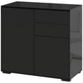 HOMCOM Aufbewahrungsschrank mit 2 Schubladen, 2 Türen, mit Kippschutz, für Wohnzimmer, Schlafzimmer, 79 x 36 x 74 cm, Schwarz