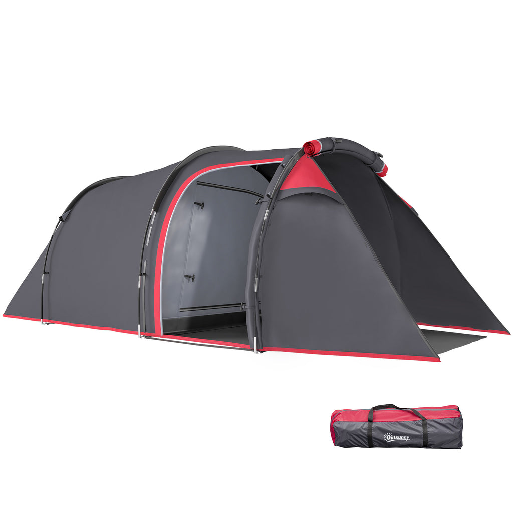 Outsunny Campingzelt, Wurfzelt für 2-3 Personen, Vorraum & Schlafbereich, wasserdicht, 426 x 206 x 154 cm, Grau