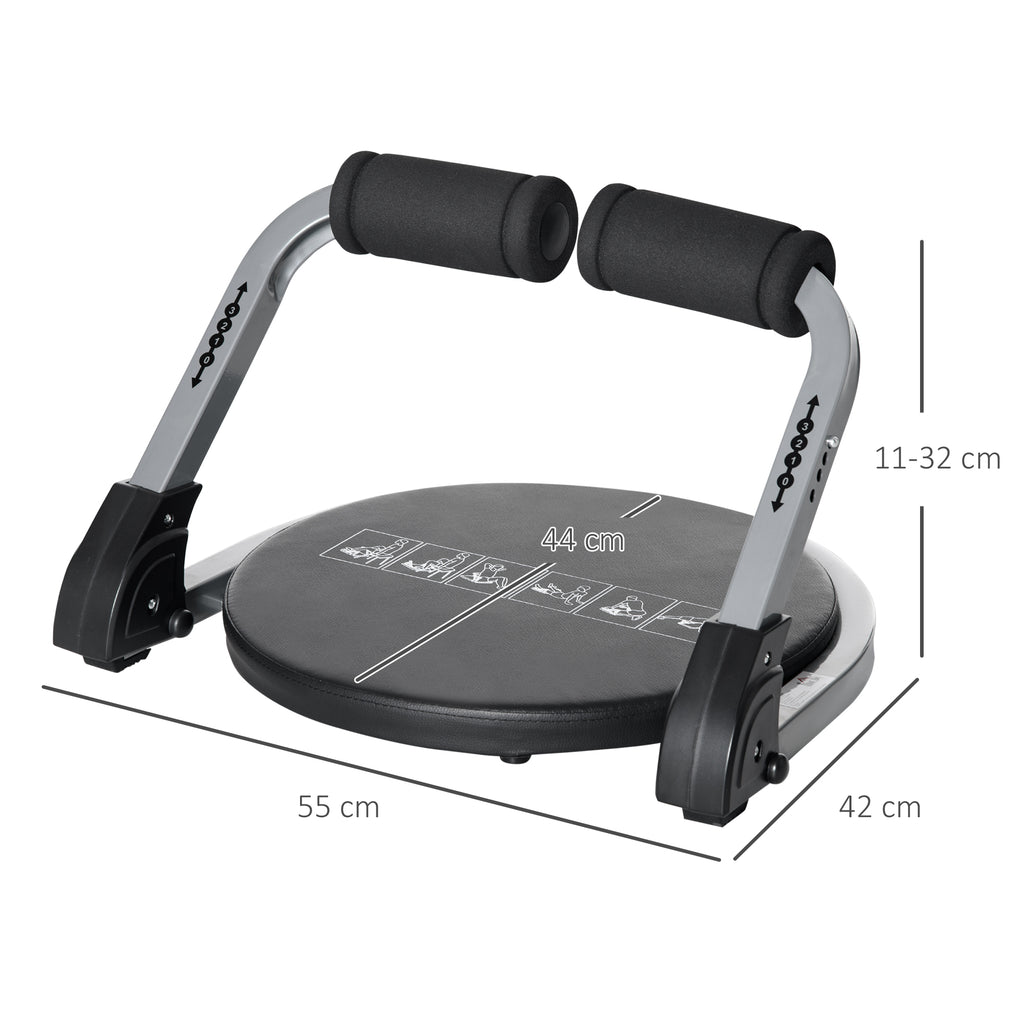 HOMCOM Bauchtrainer, multifunktional, 3 Widerstände, klappbar, leicht gebaut, Stahlrahmen, schwarz, 55 x 42 x 11-32cm
