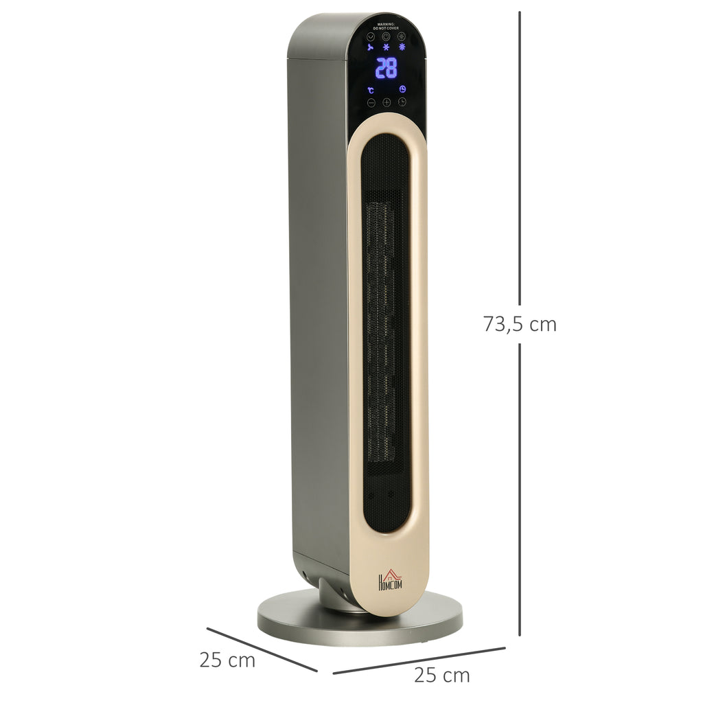 HOMCOM Schwenkheizlüfter 1100/2200 W - Mini-Keramik-Heizkörper PTC - Inklusive Fernbedienung - Schwarzer Zusatzheizer