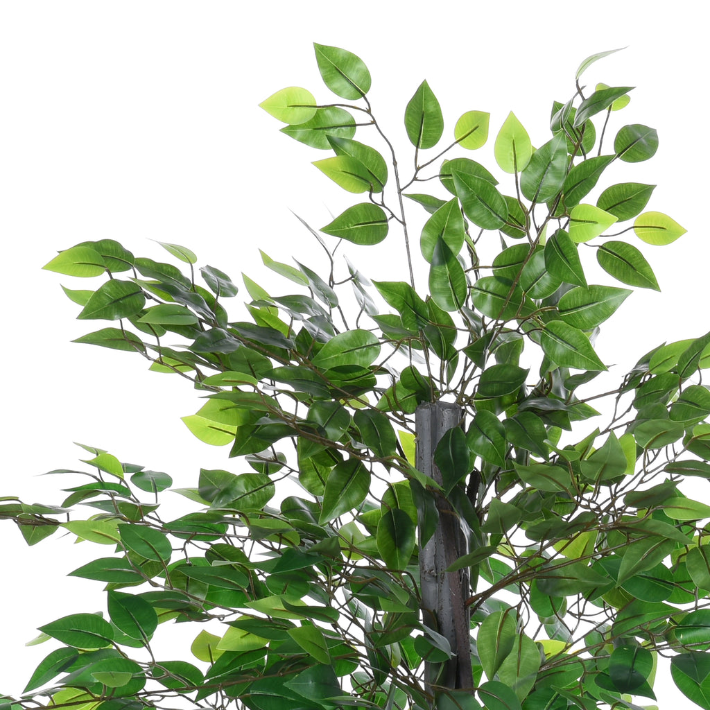 Outsunny Künstlicher Ficus-baum groß 145 cm, Kunstbaum, Kunstpflanze, Plastik Künstliche Pflanzen im Topf, Fake Plant wie echt für Wohnzimmer Schlafzimmer Büro Garten Moderne Dekoration Geschenk