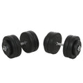 HOMCOM Kurzhantel-Set 2 x 25 kg, 2 x 6 Hantelscheiben mit Kunststoffhülle, bodenschonend, Schwarz