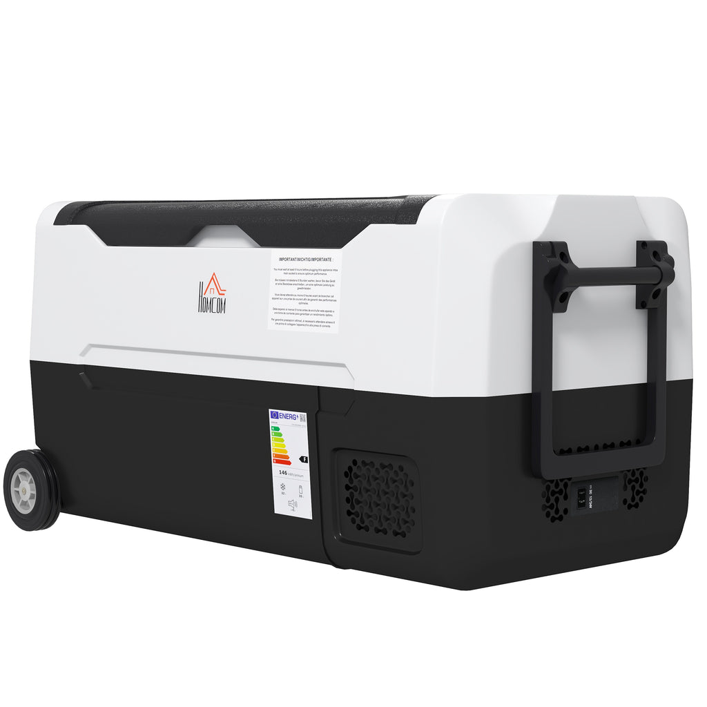 HOMCOM Tragbare elektrische Auto-Kühlbox mit 2 Fächern - 30,5 L Kapazität, LED-Licht, bis zu -20°C