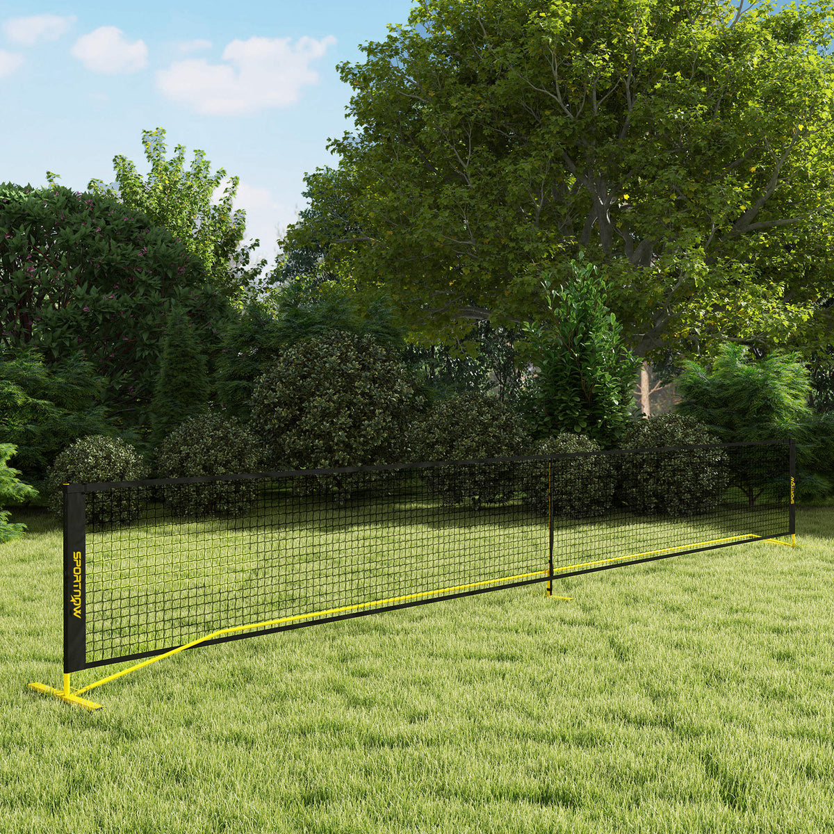 SPORTNOW Pickleball-Netz, tragbar, Metallgestell, Stoffnetz, mit Tragetasche, Gelb