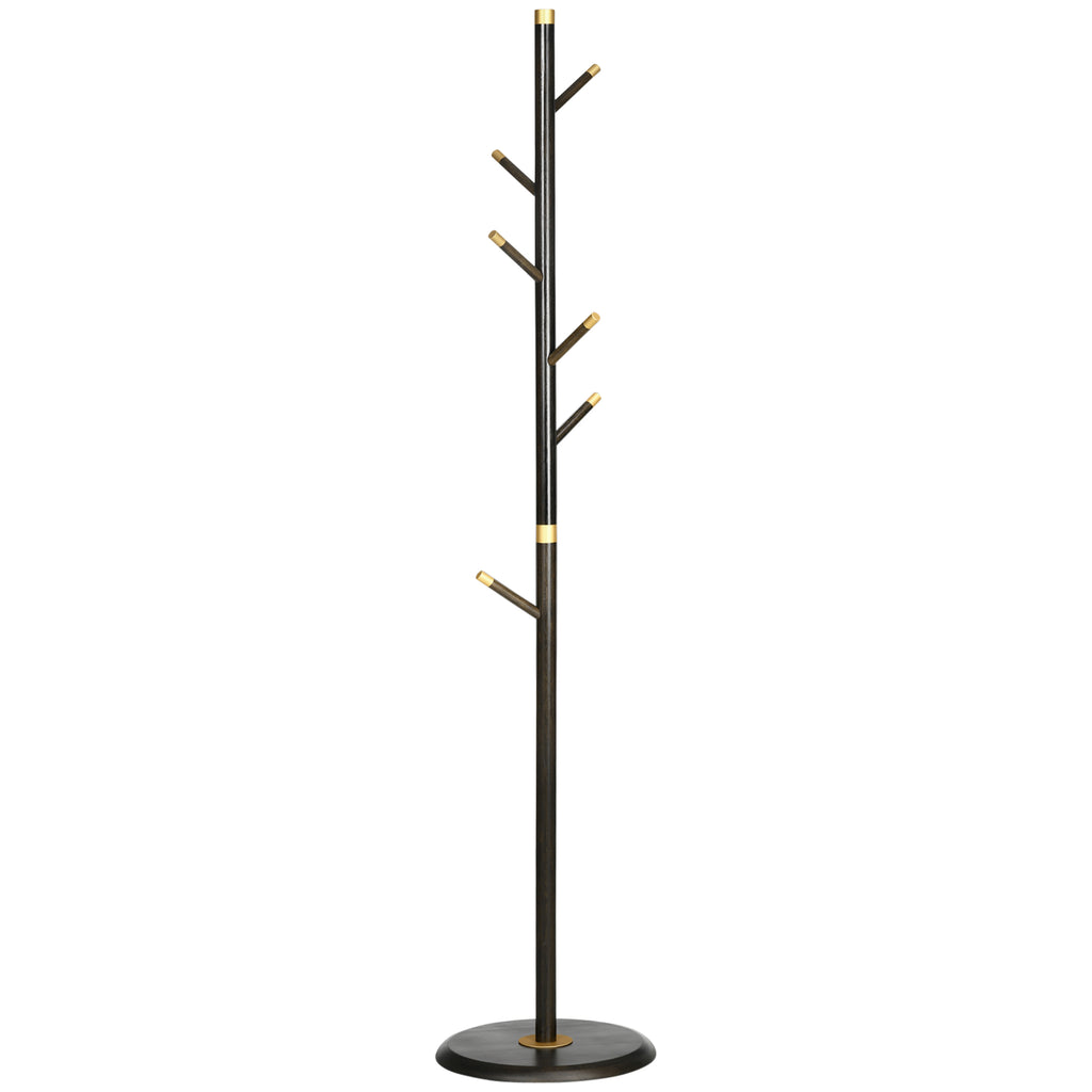 HOMCOM Garderobenständer, Kleiderständer, 6 Haken, Walnuss