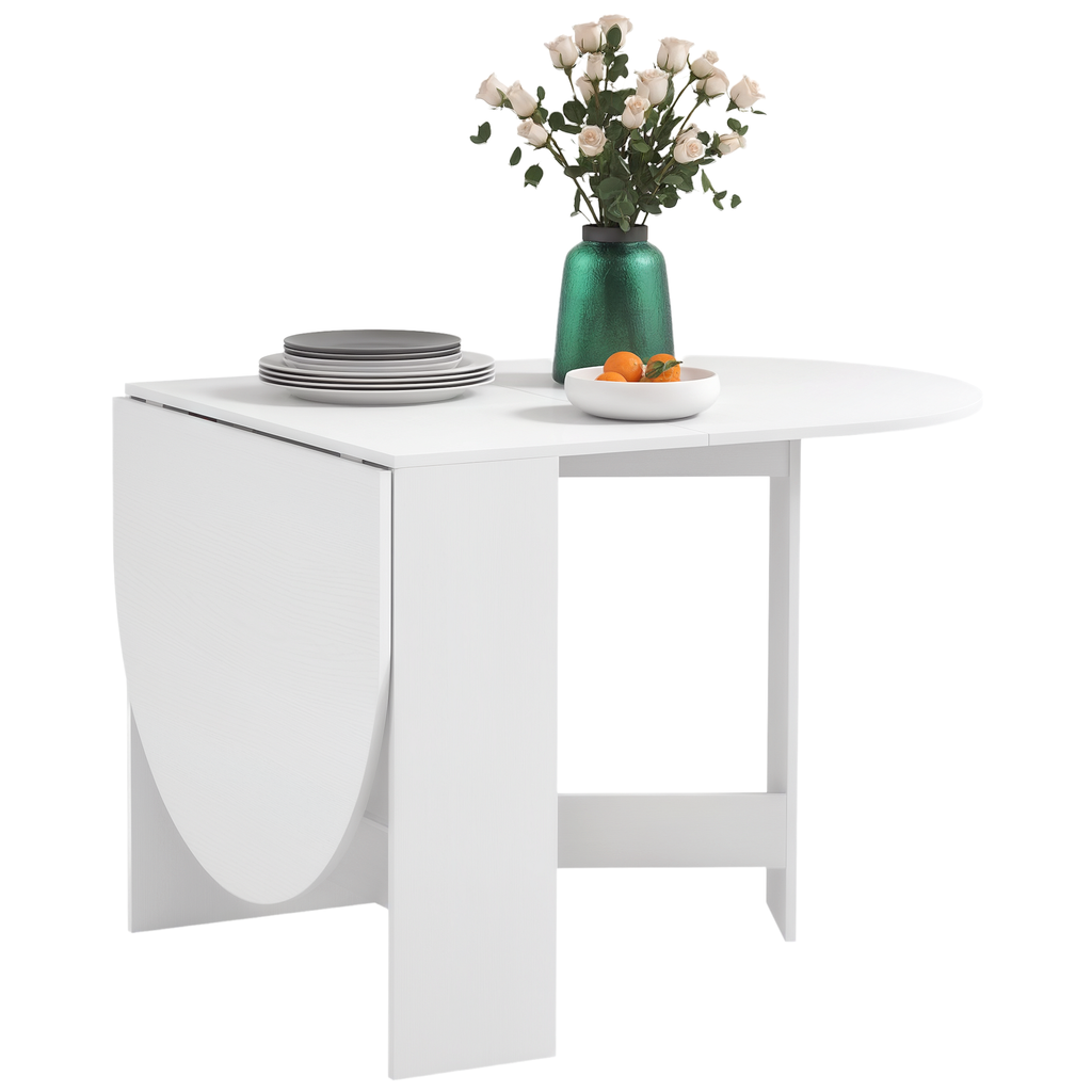 HOMCOM Klappbarer Esstisch, ovale Küchentischklappe für bis zu 6 Personen, für kleine Räume, Esszimmer, weiß