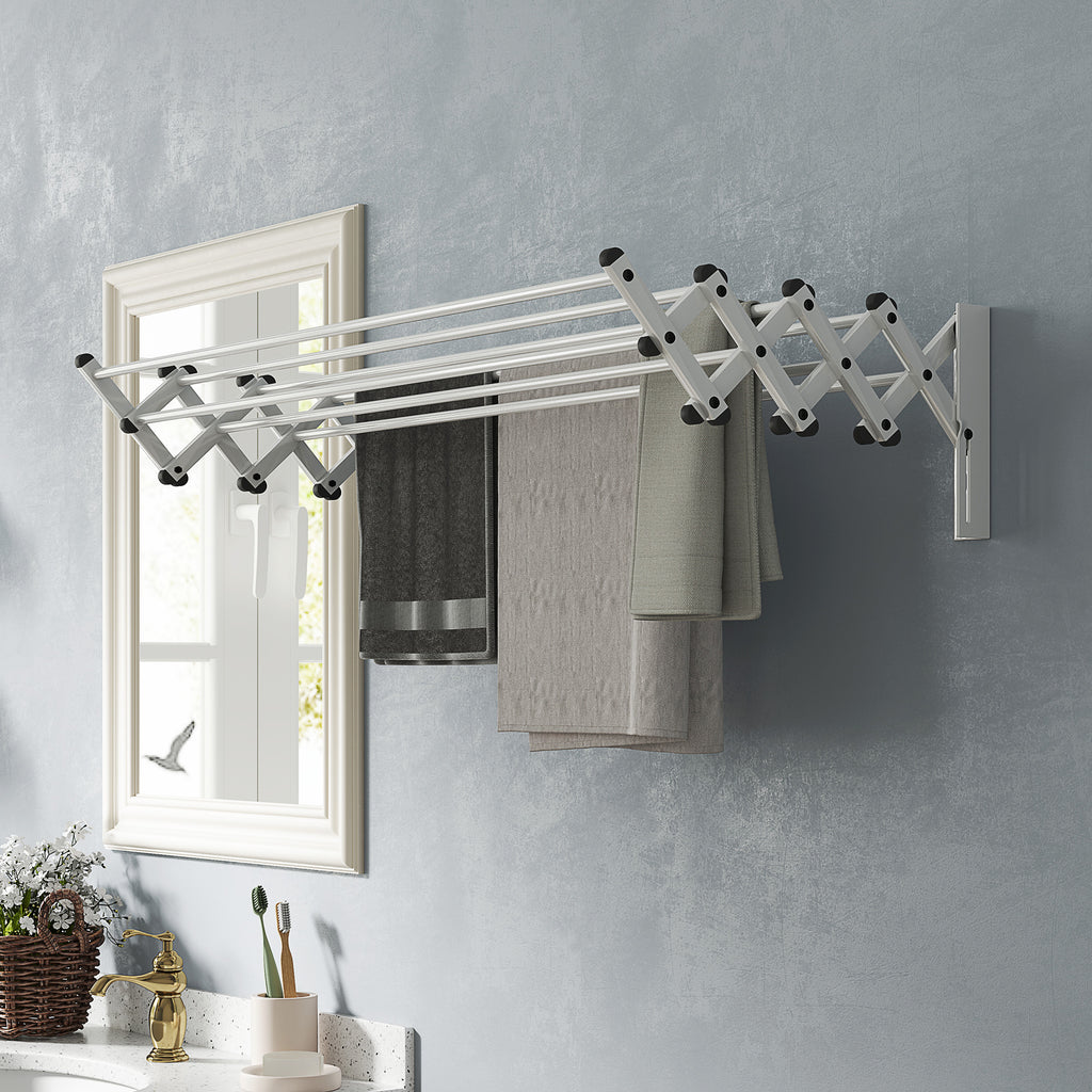 HOMCOM Handtuchhalter, Aluminium, verstellbar, für Innen- und Außenbereich, Silber