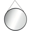 HOMCOM Runder Spiegel mit dekorativer Aufhängung 50 cm x 50 cm x 2,2 cm Silber + Schwarz