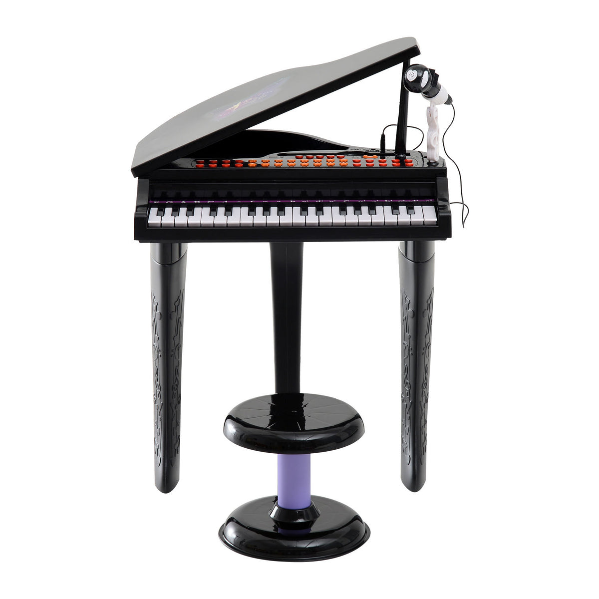 HOMCOM Kinder Klavier Mini-Klavier Piano Keyboard Musikinstrument MP3 USB inkl. Hocker 37 Tasten Schwarz