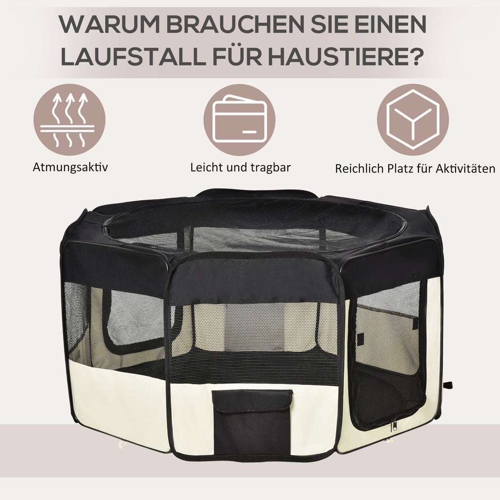 PawHut Welpenauslauf Freilaufgehege Tierlaufstall Laufstall Welpenzaun Welpen-Laufstall Hundelaufstall 600D Oxford Ø120 x H58 cm