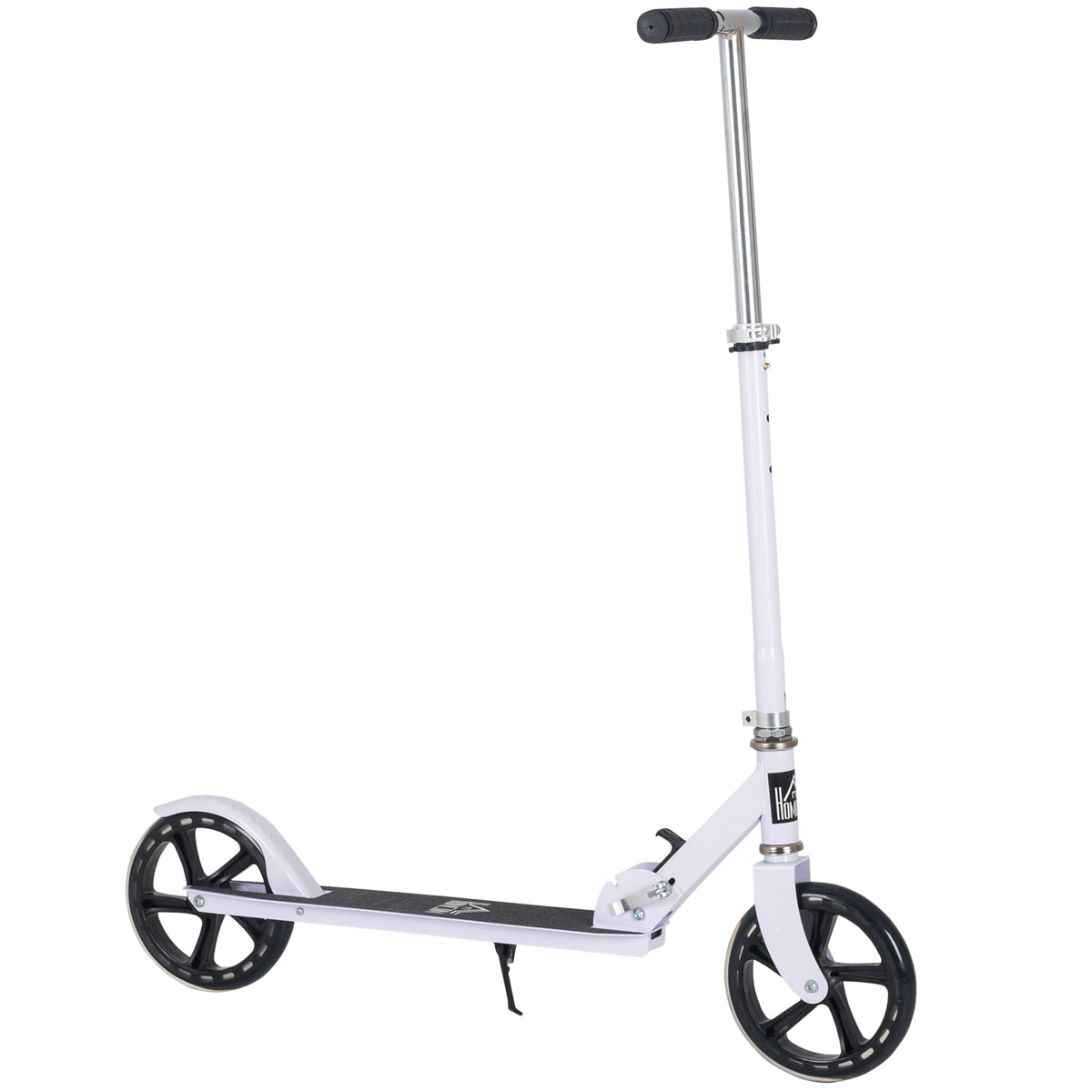 HOMCOM Kinderroller Klappbar Höhenverstellbarer Lenker in 4 Stufen hintere Reibungsbremse für Kinder Jugendliche max. 100KG Abmessungen 88L x 37B x 75-100H cm Weiß