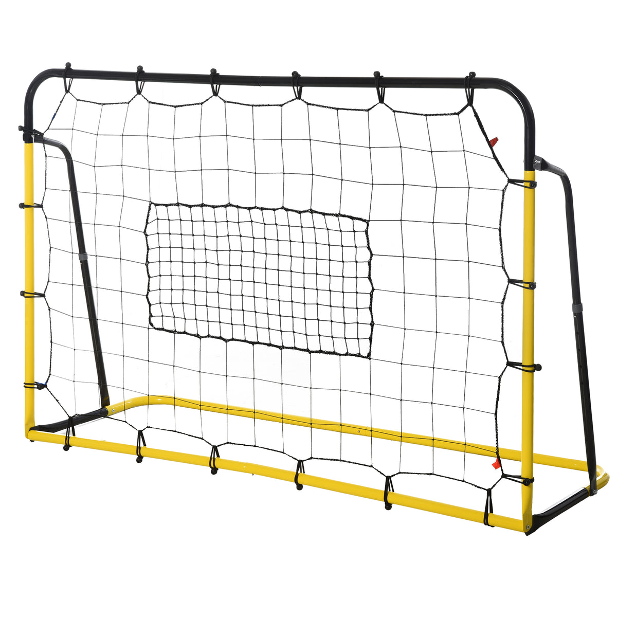 HOMCOM Kickback Fußball Rebounder Tor Rückprallwand Netz für Fußball, Basketball und Baseball, Stahl+PE, Gelb+Schwarz, 184 x 63 x 123 cm