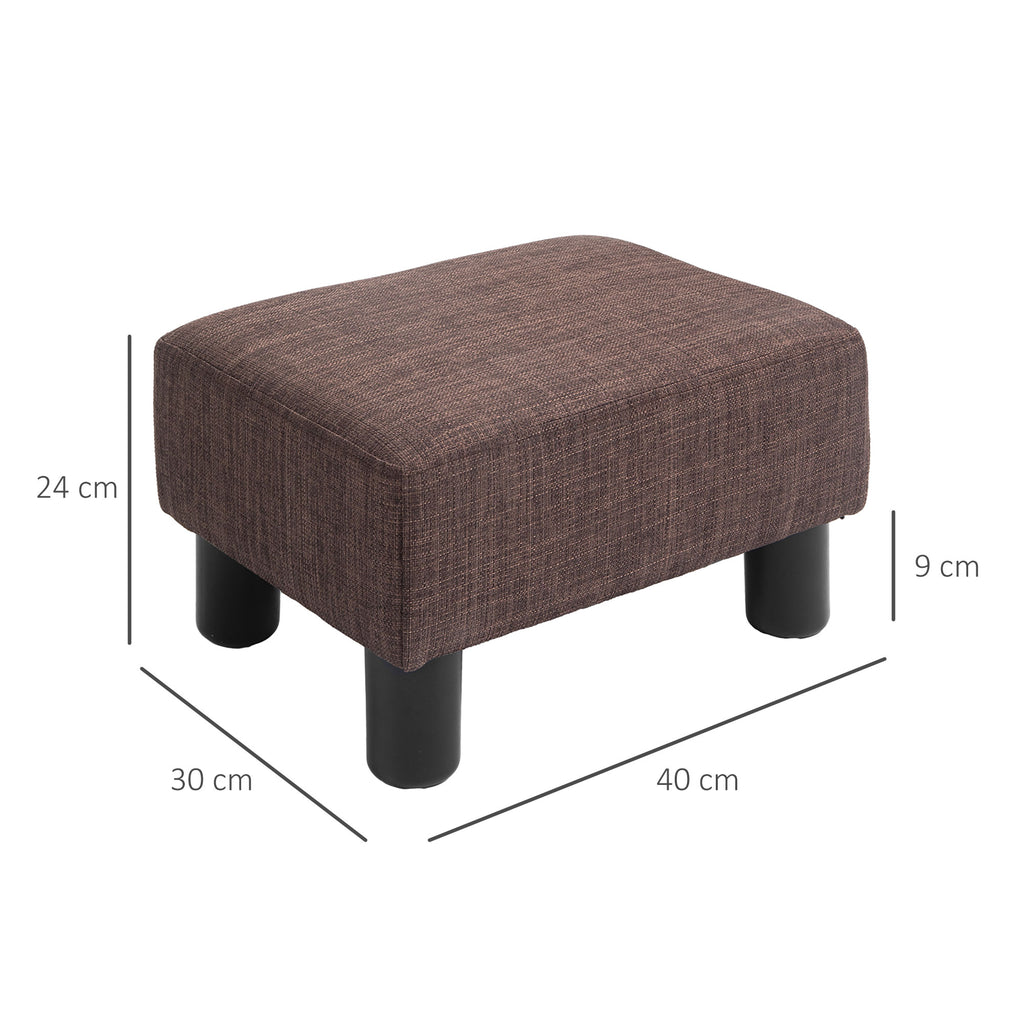 HOMCOM Hocker mit Stoffbezug in Leinenoptik, bis 110 kg, braun, 40 x 30 x 24cm