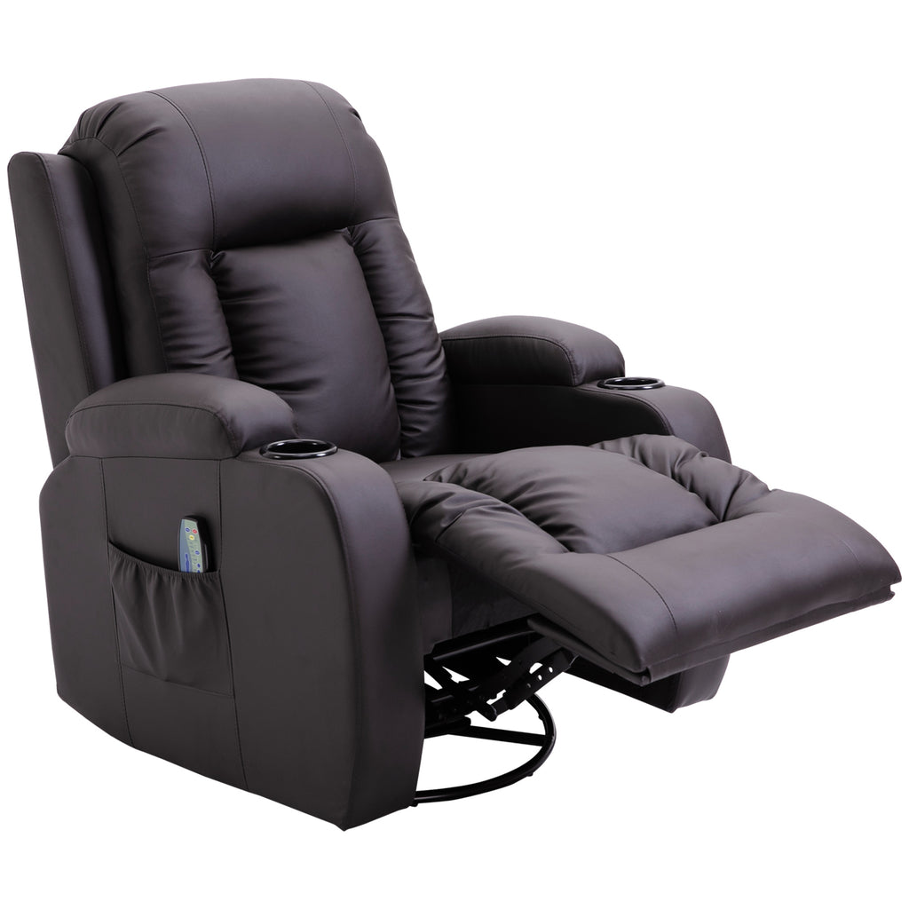 HOMCOM Massagesessel, Relaxsessel, Wippfunktion, 8 Vibrationspunkte, inkl. Fernbedienung, Braun