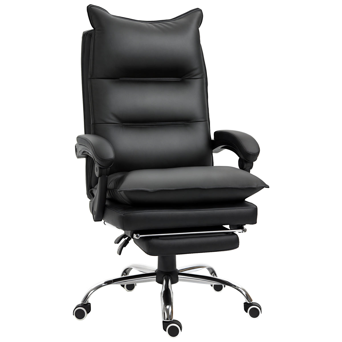 Vinsetto Bürostuhl mit Liegefunktion, ergonomisch Schreibtischstuhl, höhenverstellbar Drehstuhl mit Fußstütze, gepolstert, bis 135 kg belastbar, für Büro, Arbeitszimmer, Schwarz