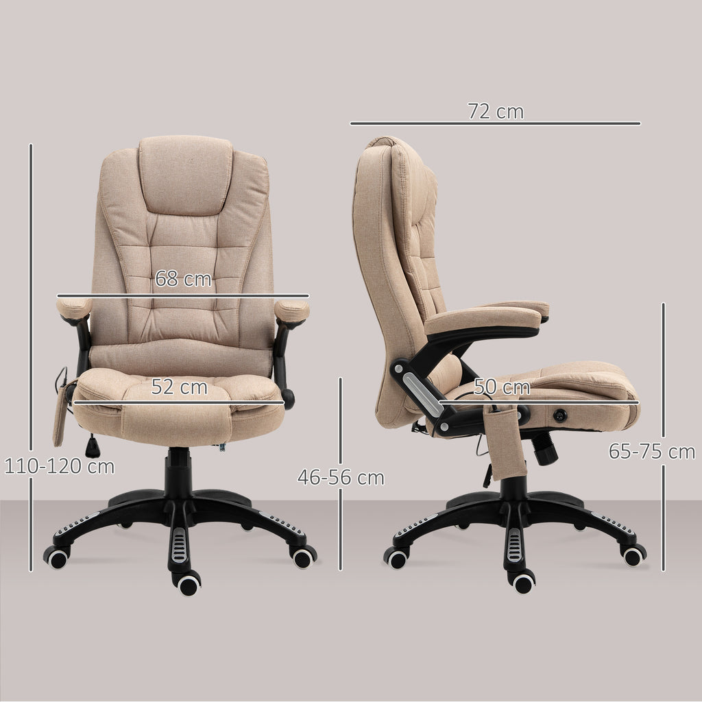 Vinsetto Massagesessel mit Wärmefunktion, Ergonomischer Schreibtischstuhl, höhenverstellbar, 68L x 72B x 110-120 cm, Braun