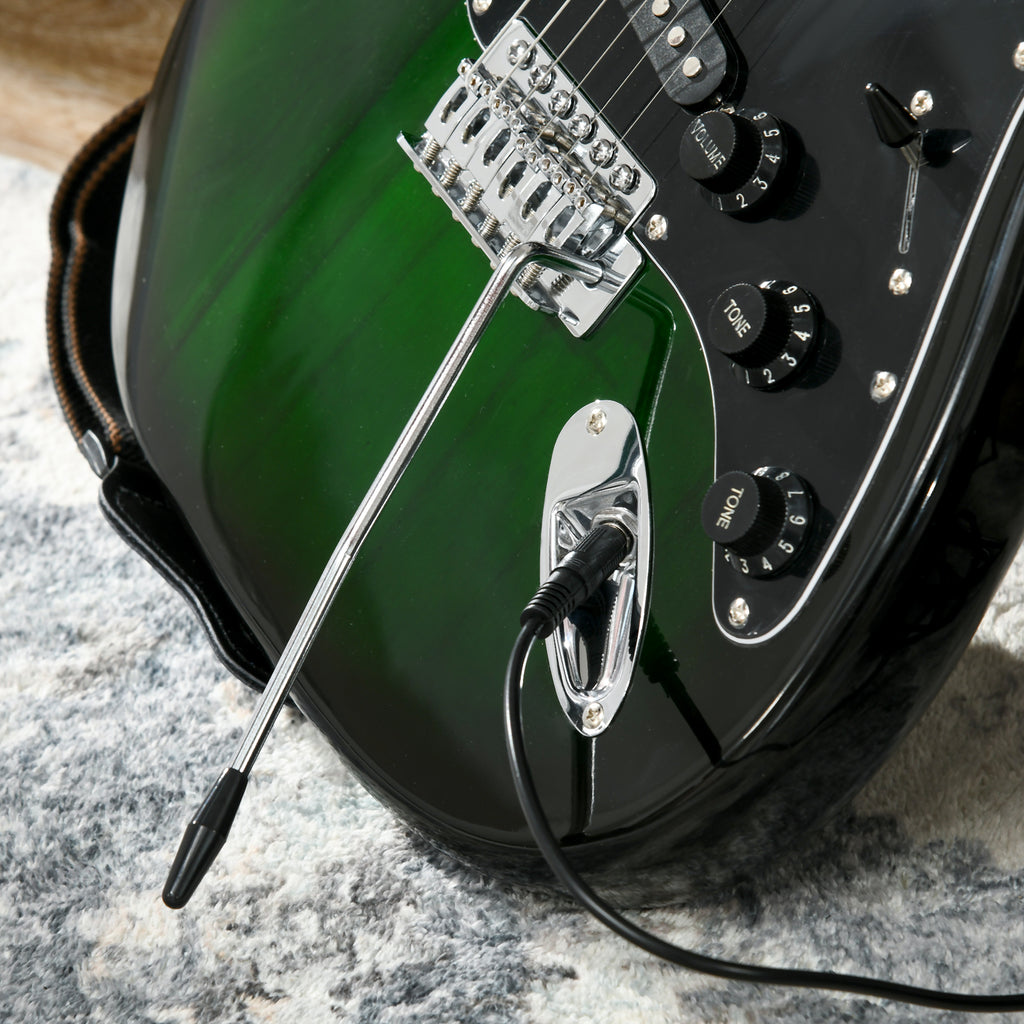 SPORTNOW Elektrische Gitarre mit 15W Verstärker, Tasche, Gurt und digitalem Stimmgerät, Schwarz