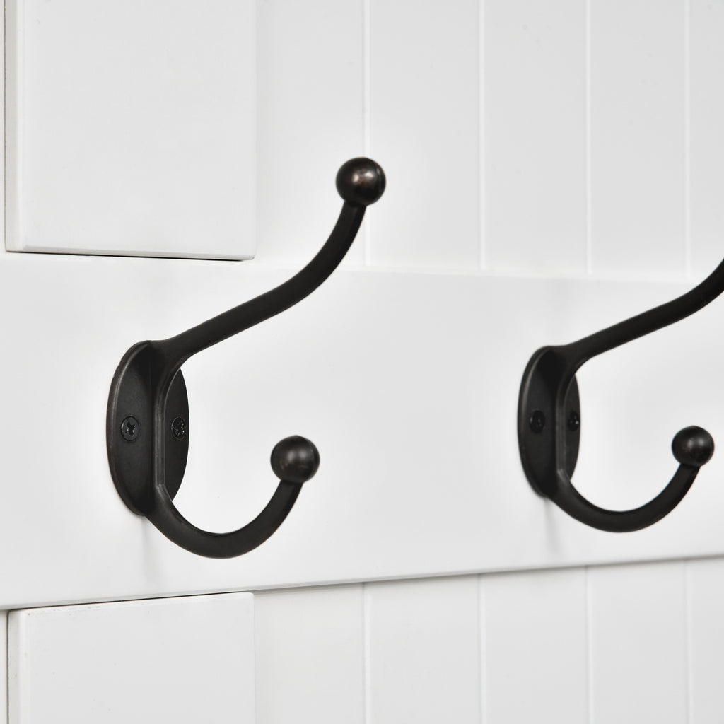 HOMCOM Garderobe mit Sitzbank, 5 Kleiderhaken, 1 Stauraum, Wandgarderobe, Weiß + Schwarz