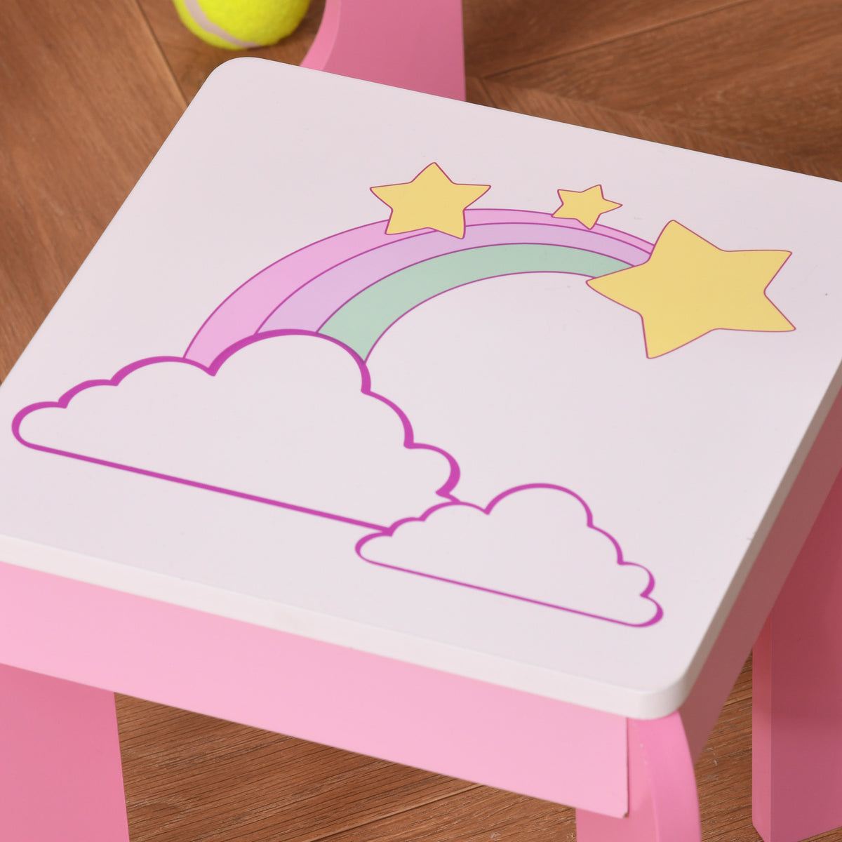 HOMCOM 2-Set Kinderschminktisch mit Hocker Frisiertisch Frisierkommode mit Schublade Spiegel für Kleinkind Mädchen Akryl Rosa+Weiß 49 x 34 x 90 cm