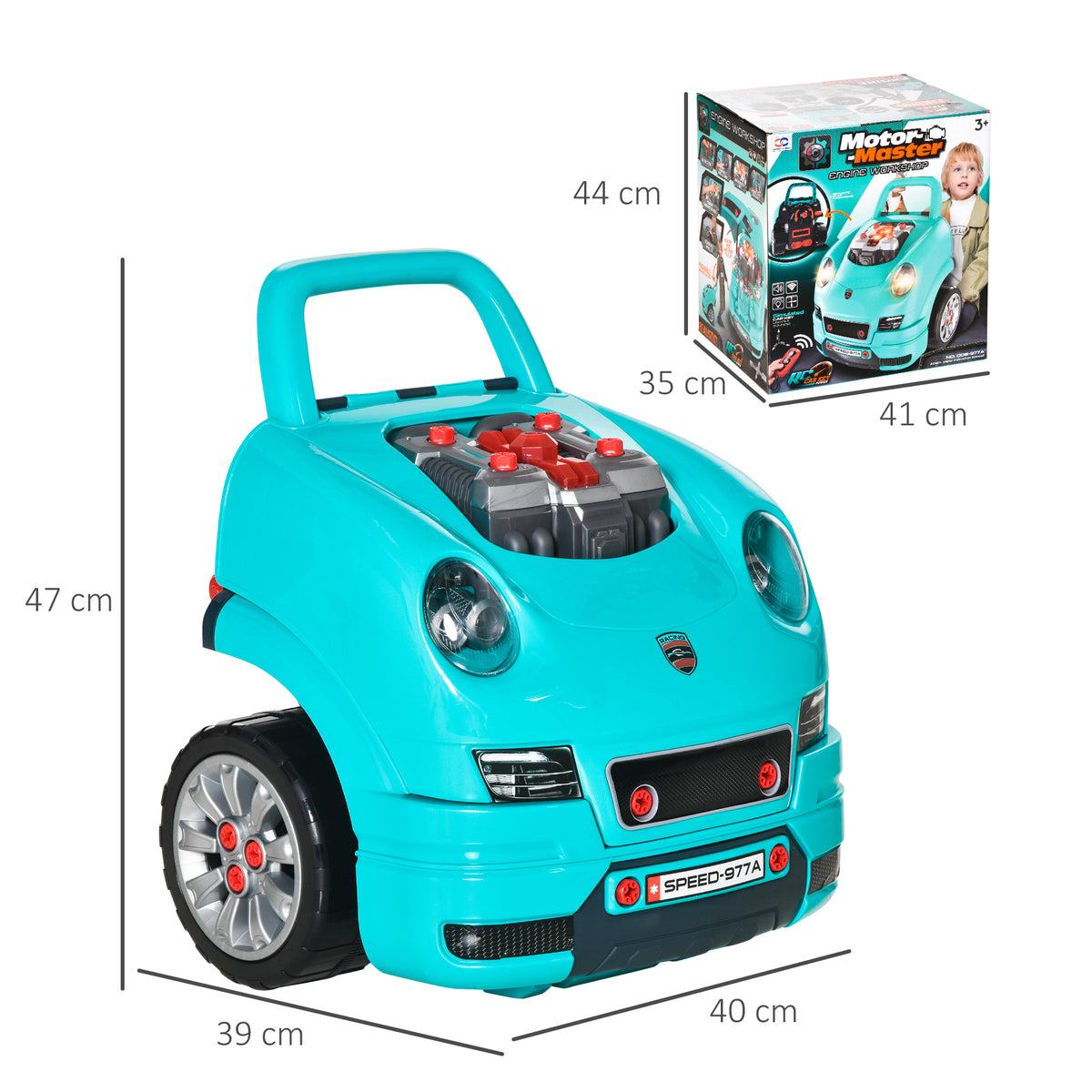 HOMCOM LKW Mechaniker 2 in 1 Kinder Bastelset Mechaniker Nachahmungsspiel zahlreiche Zubehörteile insgesamt 61 Teile Blau