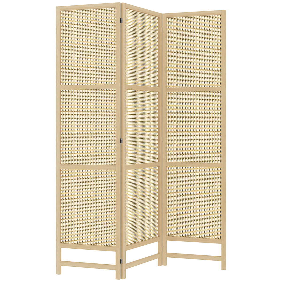 HOMCOM 3-teiliger Raumteiler, 180 cm faltbarer Wandschirm, Freistehender Raumtrenner mit handgewebtem Design für Zuhause, Natur