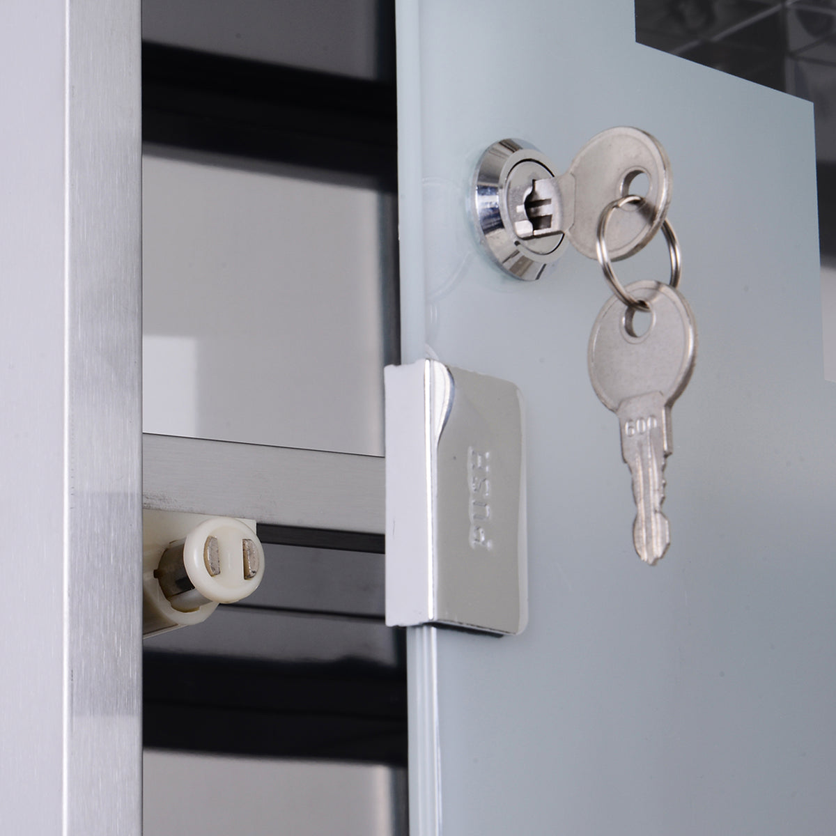 HOMCOM Medizinschrank Arzneischrank aus Edelstahl, Abschließbar Medikamentenschrank mit 3 Fächern, Glastür Apothekerschrank zur Medikamenten-Aufbewahrung, 30 x 18 x 50 cm