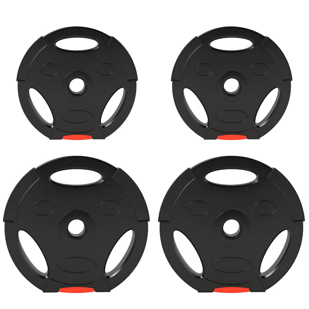 SPORTNOW 4er Gewichtsplatten-Set für Training, Fitnessstudio, Heimtraining, Stärke-Training, 2 x 10 kg und 2 x 5 kg, Schwarz