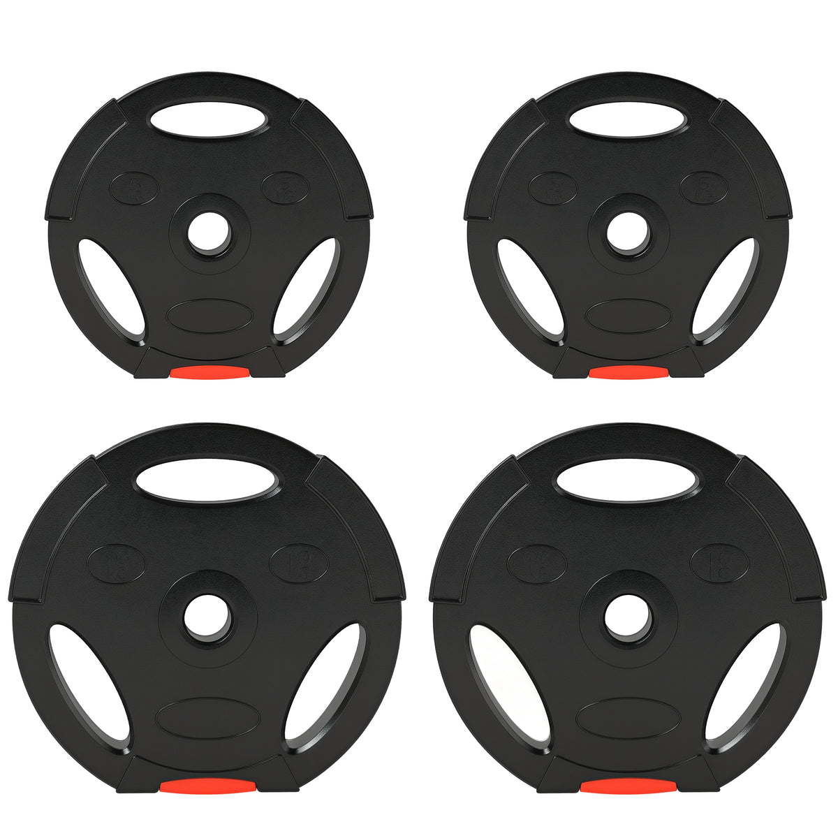 SPORTNOW 4er Gewichtsplatten-Set für Training, Fitnessstudio, Heimtraining, Stärke-Training, 2 x 10 kg und 2 x 5 kg, Schwarz