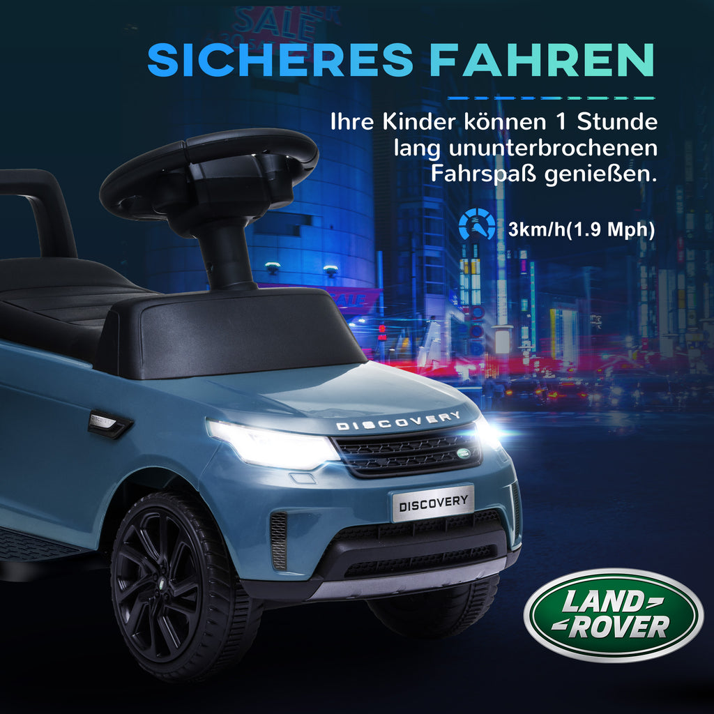 AIYAPLAY Elektro Kinderauto 6V, Land Rover, Fahr-/Schiebemodus, Scheinwerfer, Musik, Hellblau
