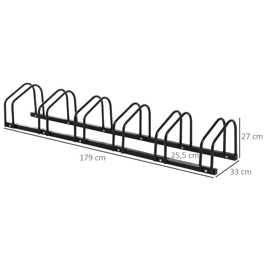 HOMCOM Fahrradständer für 6 Fahrräder, wetterfest, Wand- oder Bodenmontage, Stahl 179 x 33 x 27 cm