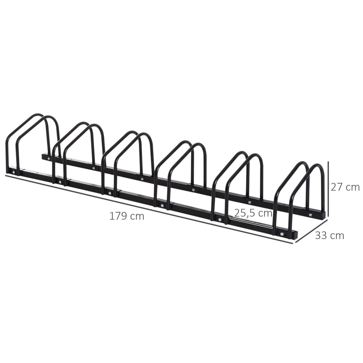 HOMCOM Fahrradständer für 6 Fahrräder, wetterfest, Wand- oder Bodenmontage, Stahl 179 x 33 x 27 cm